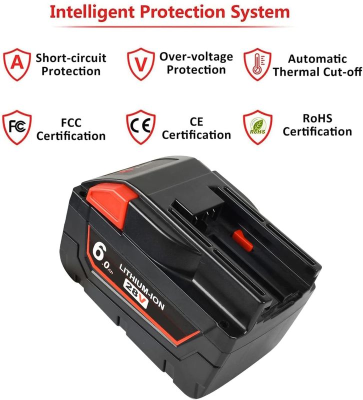 28V 6000mAh スライドパック バッテリー ミルウォーキーと互換性 無線電動ツール 互換性 ミルウォーキー