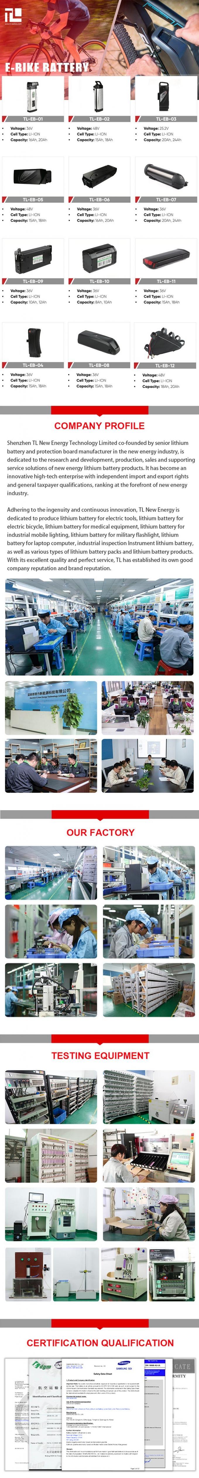 E-Bike Battery Top Quality 36V 48V 10ah 20ah E-Bicycle Lithium 18650 Cell Rechargeable Battery E-Bike Replacement Battery Akku Fur Elektrofahrrader Fiets Accu
